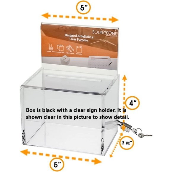 SourceOne Oblong, Donation Box with Clear Sign Holder/Ad Frame and Free Lock, 5 - Picture 9 of 9